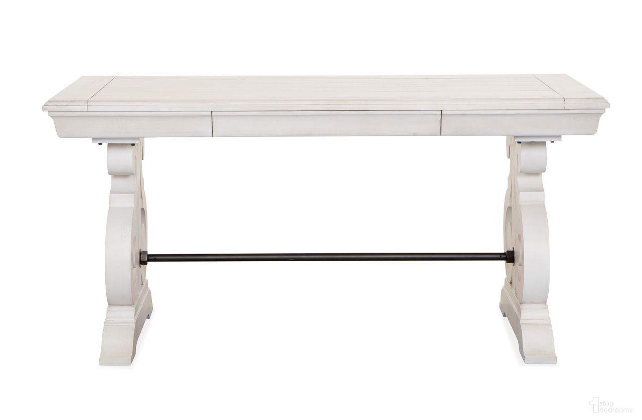 The appearance of Bronwyn Writing Desk In Alabaster designed by Magnussen in the transitional interior design. This alabaster piece of furniture was selected by 1StopBedrooms from Bronwyn Collection to add a touch of cosiness and style into your home. Sku: H4436-01B;H4436-01T. Material: Pine Veneer.