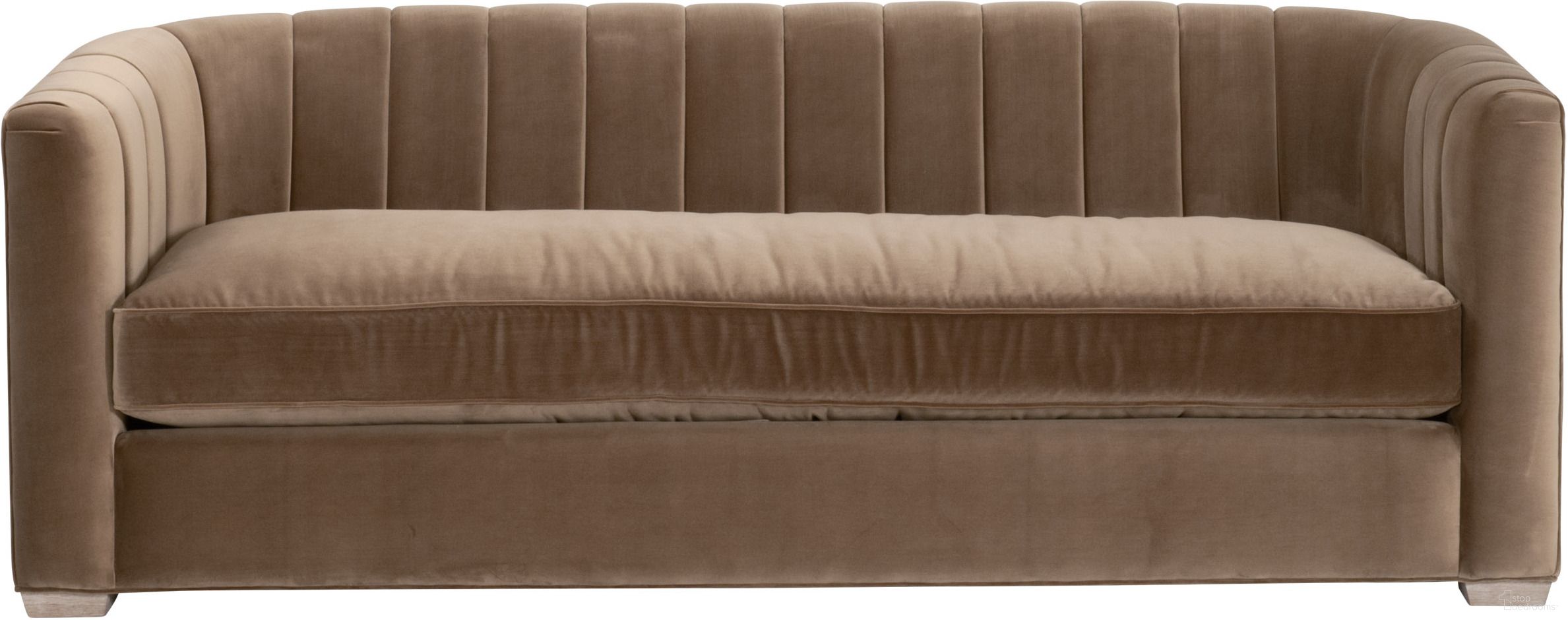 The appearance of Bronx 87 Inch Channel Back Sofa In Caramel and Natural Gray designed by Essentials For Living in the transitional interior design. This caramel/natural gray piece of furniture  was selected by 1StopBedrooms from Stitch & Hand Collection to add a touch of cosiness and style into your home. Sku: 6615-3.CAR/NG. Material: Solid Oak.