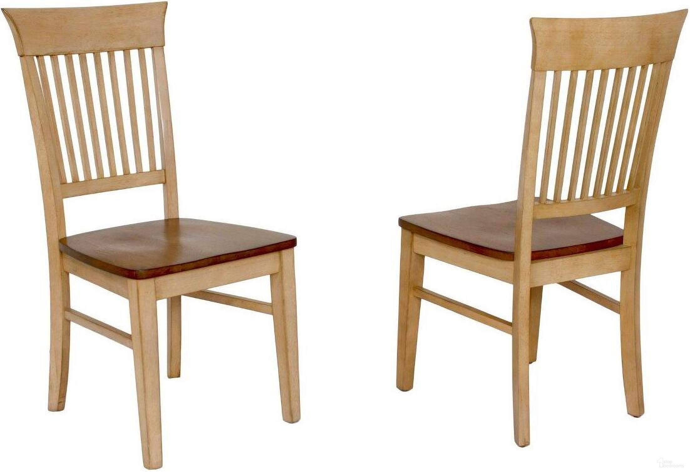 The appearance of Brook Fancy Slat Dining Chair Set of 2 designed by Sunset Trading in the country / farmhouse interior design. This two-tone brown piece of furniture  was selected by 1StopBedrooms from Brook Collection to add a touch of cosiness and style into your home. Sku: DLU-BR-C70-PW-2. Material: Wood. Chair Type: Side Chair.