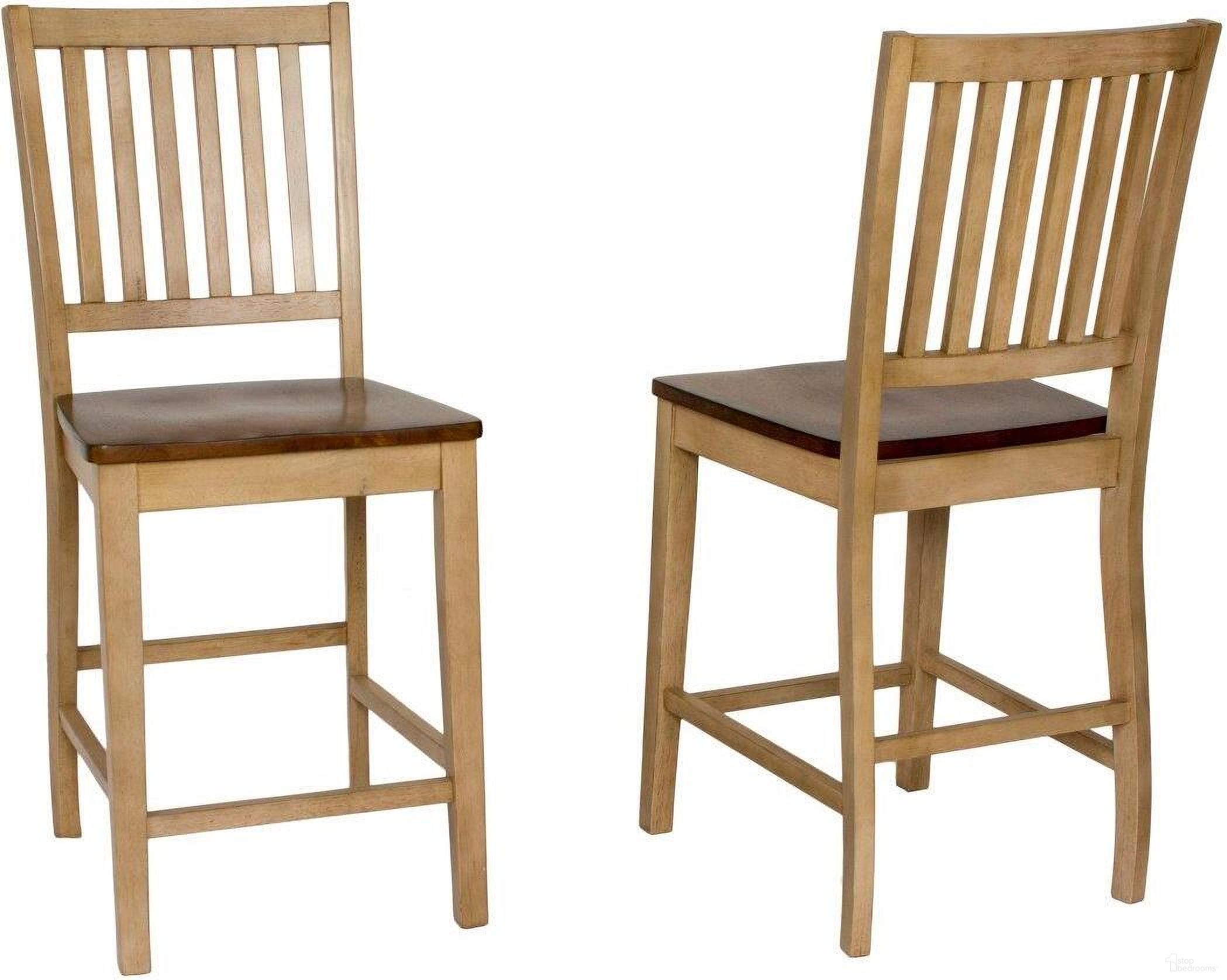 The appearance of Brook Slat Back Barstool Set of 2 designed by Sunset Trading in the modern / contemporary interior design. This two-tone brown piece of furniture was selected by 1StopBedrooms from Brook Collection to add a touch of cosiness and style into your home. Sku: DLU-BR-B60-PW-2. Material: Wood.