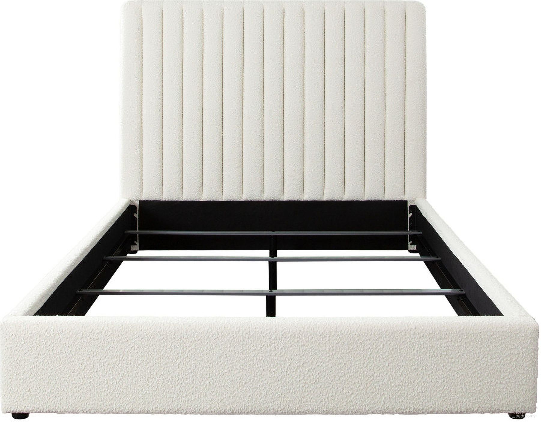 Brooke 54 Inch Eastern King Bed With Vertical Channel Tuft In Ivory Boucle