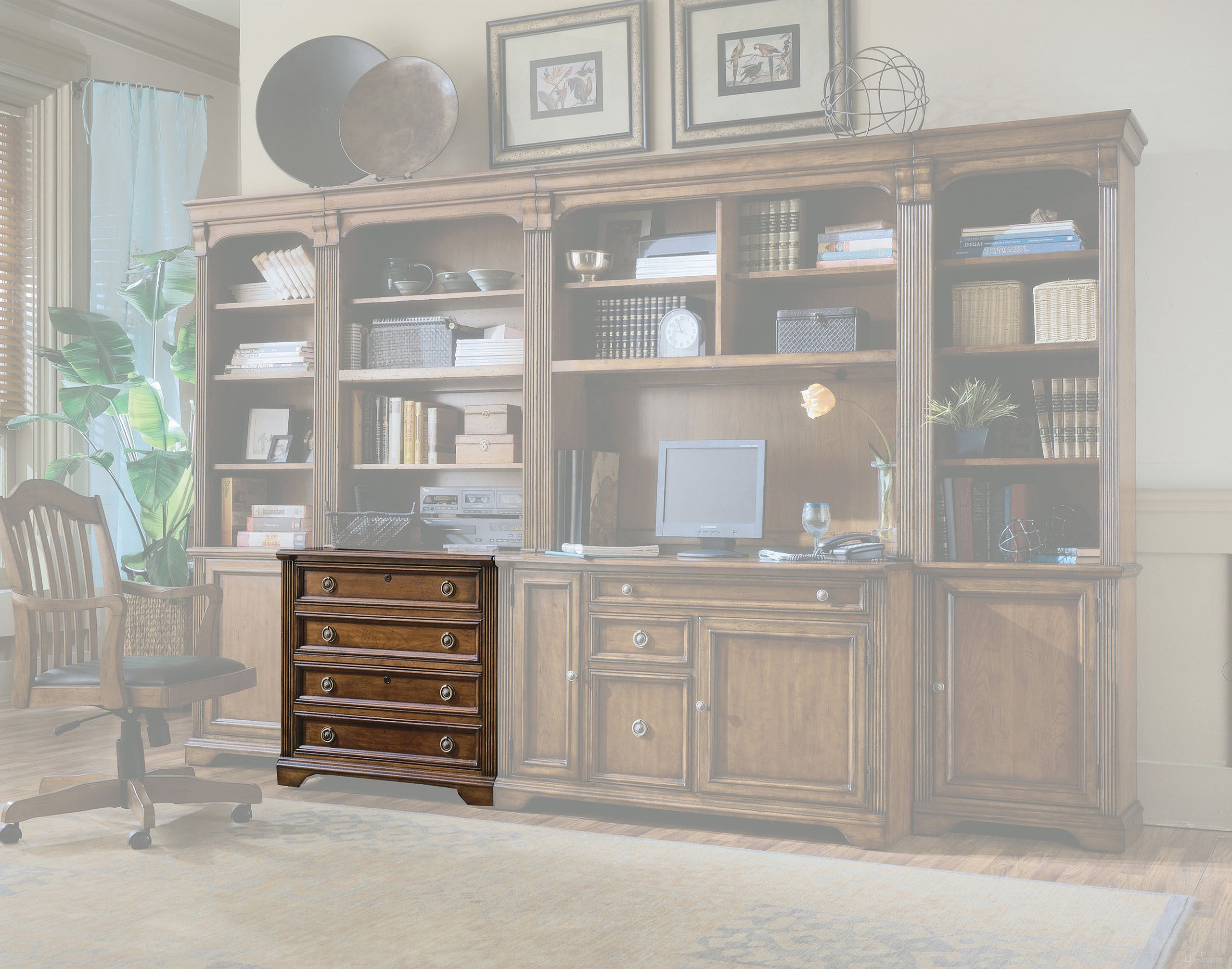 The appearance of Brookhaven Lateral File designed by Hooker in the traditional interior design. This medium wood piece of furniture  was selected by 1StopBedrooms from Brookhaven Collection to add a touch of cosiness and style into your home. Sku: 281-10-416. Material: Cherry Veneer.
