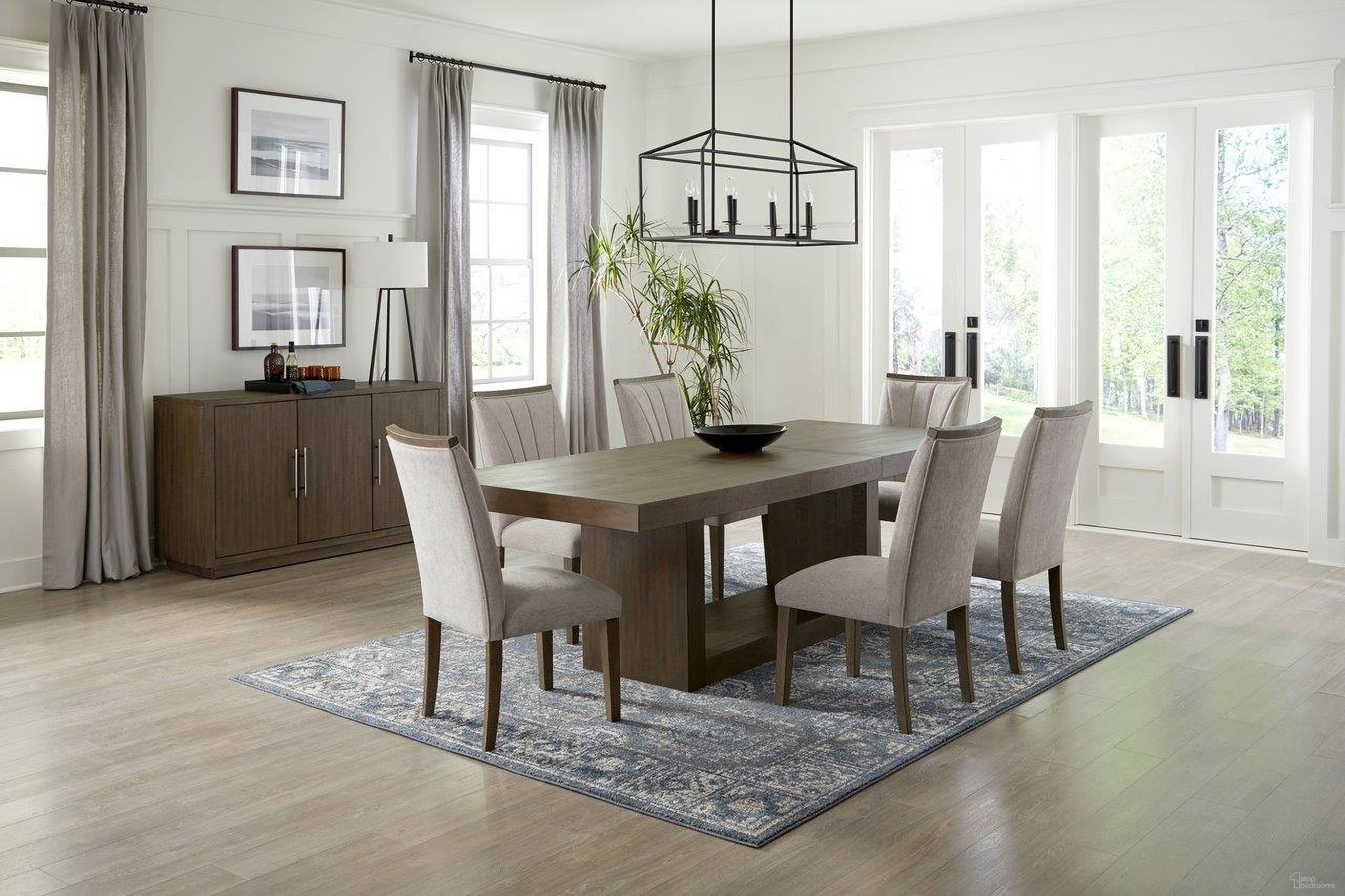 The appearance of Brookings Dining Room Set In Brown designed by Homelegance in the modern / contemporary interior design. This brown piece of furniture was selected by 1StopBedrooms from Brookings Collection to add a touch of cosiness and style into your home. Sku: 5764-96;5764-96B;5764S;5764S;5764S;5764S. Table Base Style: Trestle. Table Top Shape: Rectangular. Material: Textured. Size: 40" x 96".