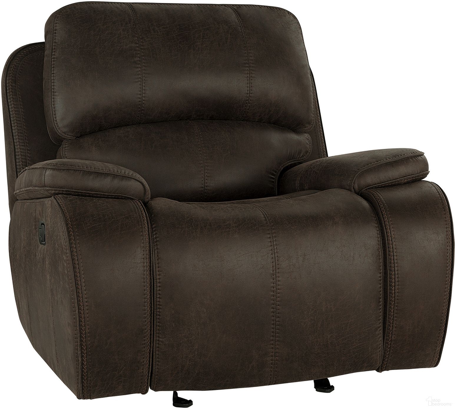 The appearance of Brookings Glider Recliner In Brown designed by New Classic in the transitional interior design. This brown piece of furniture  was selected by 1StopBedrooms from Brookings Collection to add a touch of cosiness and style into your home. Sku: U093-13-BRN. Material: Fabric.