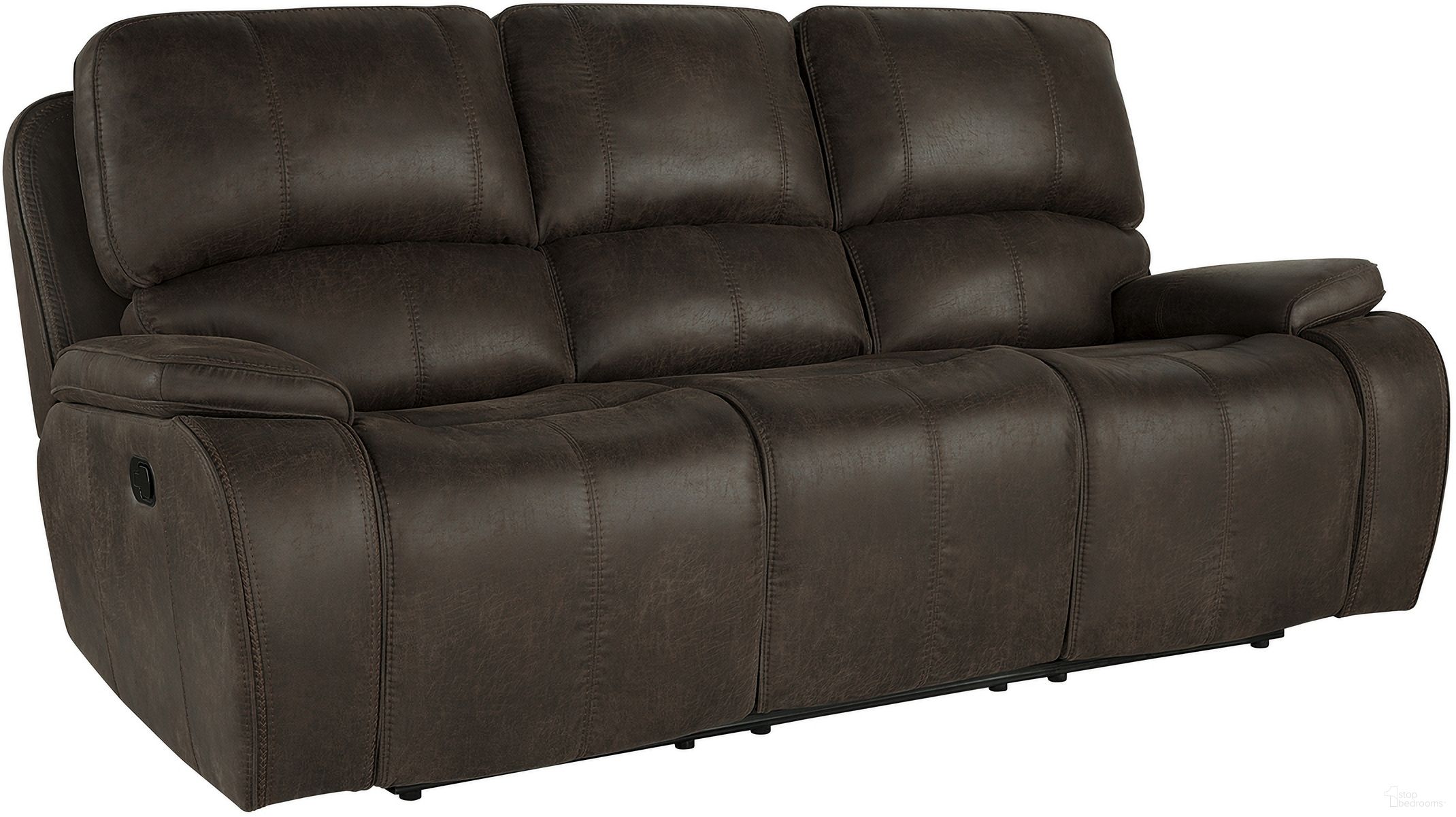The appearance of Brookings Sofa with Dual Recliner In Brown designed by New Classic in the transitional interior design. This brown piece of furniture  was selected by 1StopBedrooms from Brookings Collection to add a touch of cosiness and style into your home. Sku: U093-30-BRN. Material: Fabric.