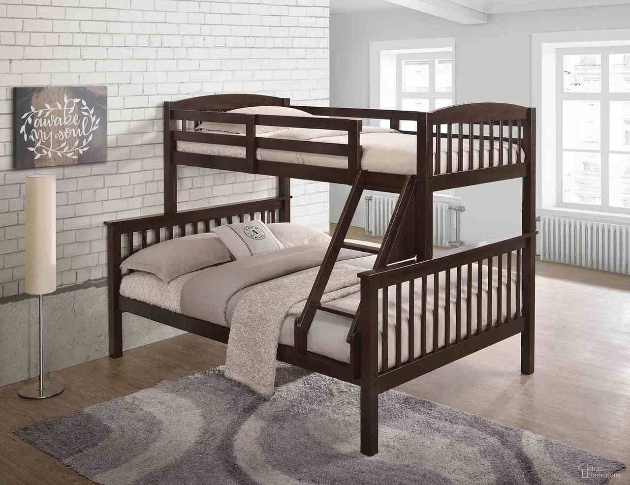 The appearance of Brookings Twin Over Full Bunk Bed In Dark Cherry designed by Furniture of America in the transitional interior design. This dark cherry piece of furniture was selected by 1StopBedrooms from Brookings Collection to add a touch of cosiness and style into your home. Sku: NX-BK001ML-1;NX-BK001ML-2;NX-BK001ML-3. Bed Type: Bunk Bed. Bed Size: Twin Over Full. Material: Solid Hardwood.