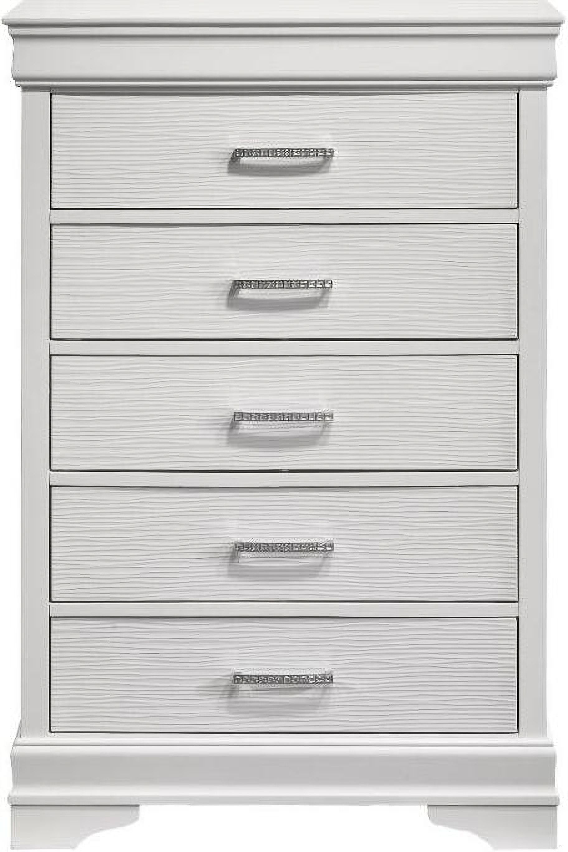 The appearance of Brooklyn Chest In White designed by Galaxy Home Furnishings in the modern / contemporary interior design. This white piece of furniture was selected by 1StopBedrooms from Brooklyn Collection to add a touch of cosiness and style into your home. Sku: 733569342808. Material: Wood.