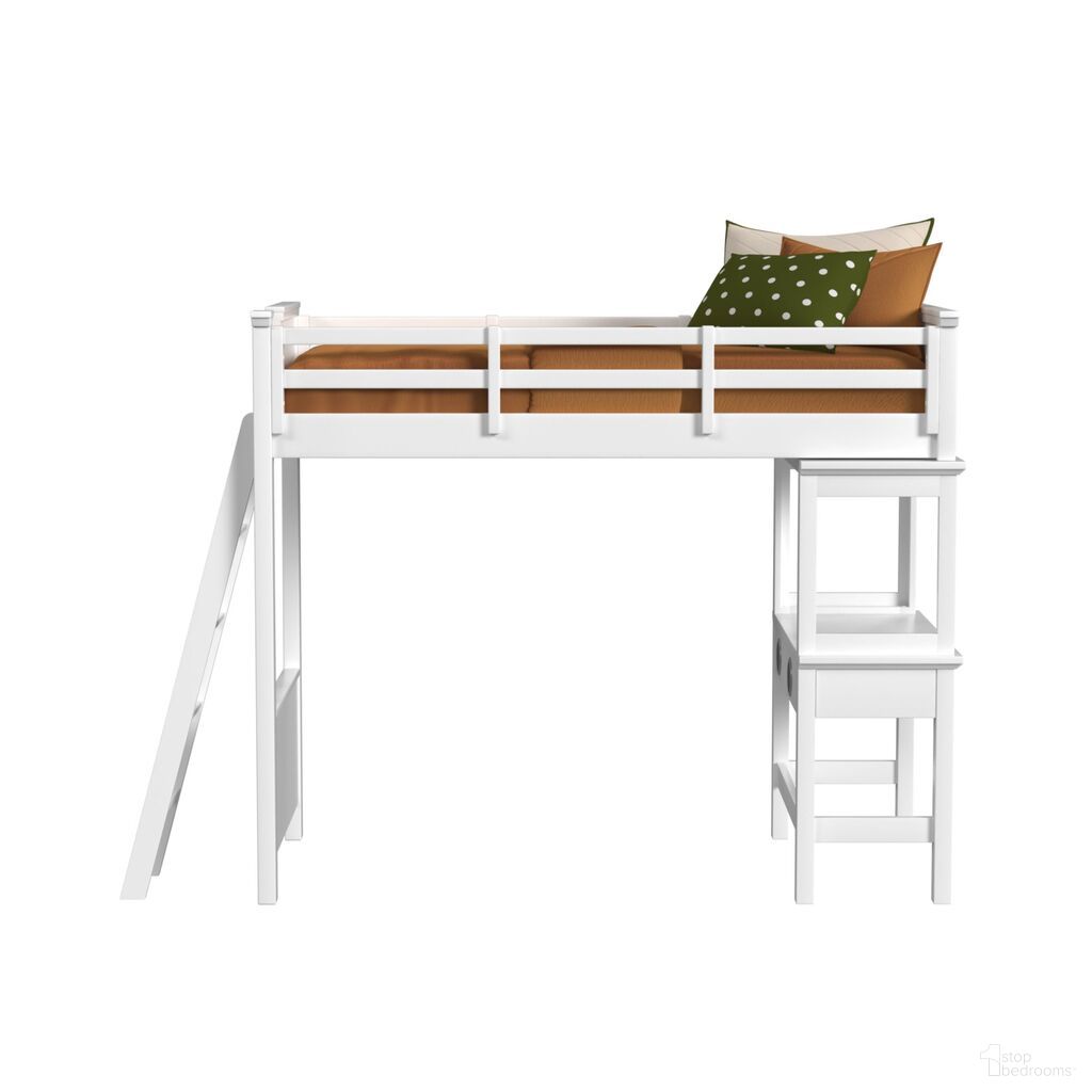 The appearance of Brooklyn Kids Twin Loft with Ladder and Desk with Speaker In White designed by Picket House in the transitional interior design. This white piece of furniture was selected by 1StopBedrooms from Brooklyn Collection to add a touch of cosiness and style into your home. Sku: Y-15760-7-C2;Y-15760-7-C3;Y-15760-7-C10;Y-15760-7-C12. Bed Size: Twin. Bed Type: Loft Bed. Material: Oak.