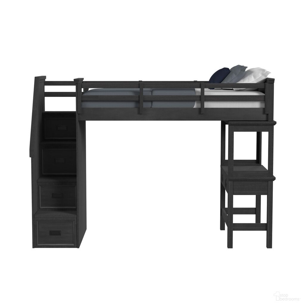 The appearance of Brooklyn Kids Twin Loft with Staircase and Desk with Speaker In Charcoal designed by Picket House in the transitional interior design. This charcoal piece of furniture was selected by 1StopBedrooms from Brooklyn Collection to add a touch of cosiness and style into your home. Sku: Y-15760-8-C4;Y-15760-8-C5;Y-15760-8-C3;Y-15760-8-C10;Y-15760-8-C12. Bed Size: Twin. Bed Type: Loft Bed. Material: Oak.