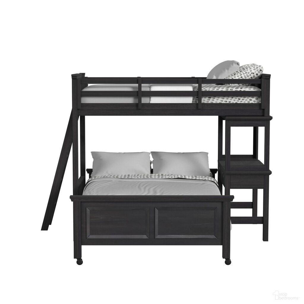 The appearance of Brooklyn Kids Twin Over Full Loft with Ladder and Desk with Speaker In Charcoal designed by Picket House in the transitional interior design. This charcoal piece of furniture was selected by 1StopBedrooms from Brooklyn Collection to add a touch of cosiness and style into your home. Sku: Y-15760-8-C2;Y-15760-8-C3;Y-15760-8-C10;Y-15760-8-C12;Y-15760-8-C11;Y-15760-8-C6. Bed Size: Twin Over Full. Bed Type: Loft Bed. Material: Oak.