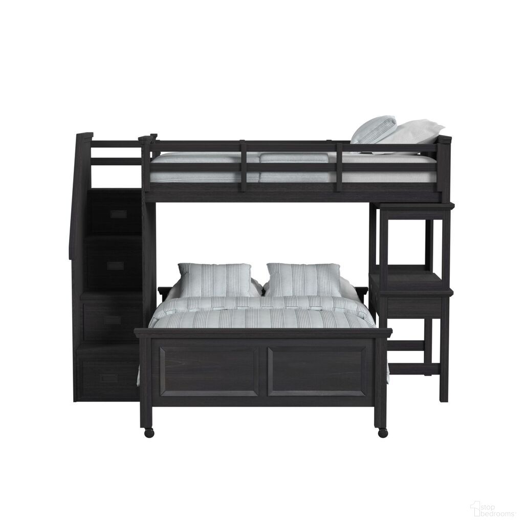 The appearance of Brooklyn Kids Twin Over Full Loft with Staircase and Desk with Speaker In Charcoal designed by Picket House in the transitional interior design. This charcoal piece of furniture was selected by 1StopBedrooms from Brooklyn Collection to add a touch of cosiness and style into your home. Sku: Y-15760-8-C4;Y-15760-8-C5;Y-15760-8-C3;Y-15760-8-C10;Y-15760-8-C12;Y-15760-8-C11;Y-15760-8-C6. Bed Size: Twin Over Full. Bed Type: Loft Bed. Material: Oak.