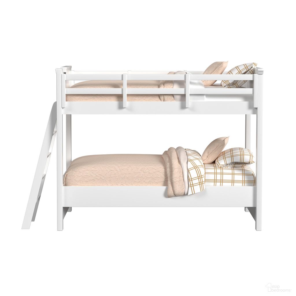 The appearance of Brooklyn Kids Twin Over Twin Bunk with Ladder In White designed by Picket House in the transitional interior design. This white piece of furniture  was selected by 1StopBedrooms from Brooklyn Collection to add a touch of cosiness and style into your home. Sku: Y-15760-7-C1;Y-15760-7-C2;Y-15760-7-C3;Y-15760-7-C6. Bed Type: Bunk Bed. Bed Size: Twin Over Twin. Material: Oak.