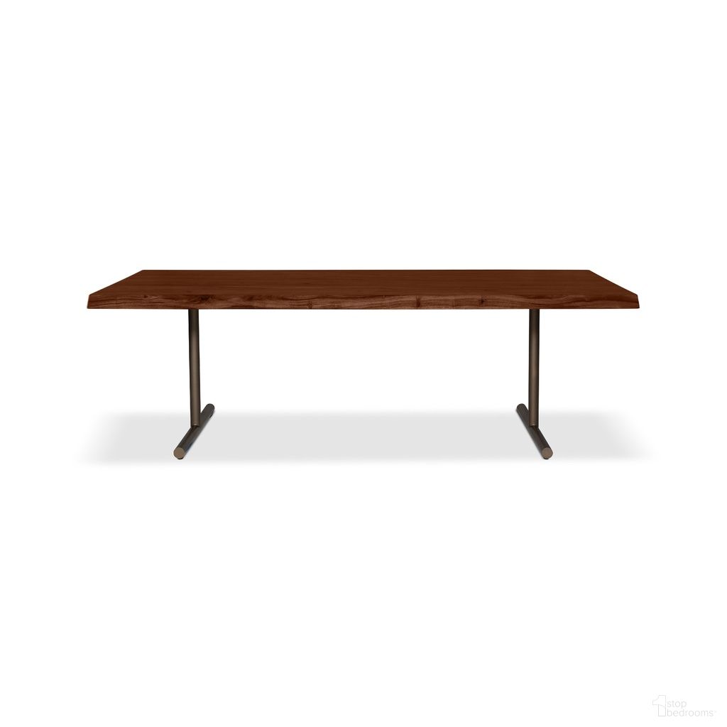 Brooks 116 Inch T Base Dining Table In Americano and Brass
