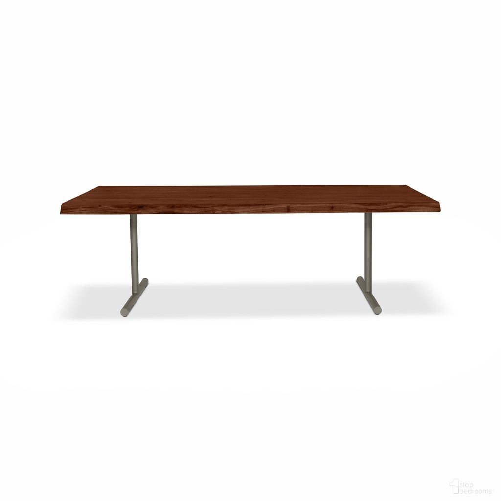 Brooks 116 Inch T Base Dining Table In Americano and Pewter