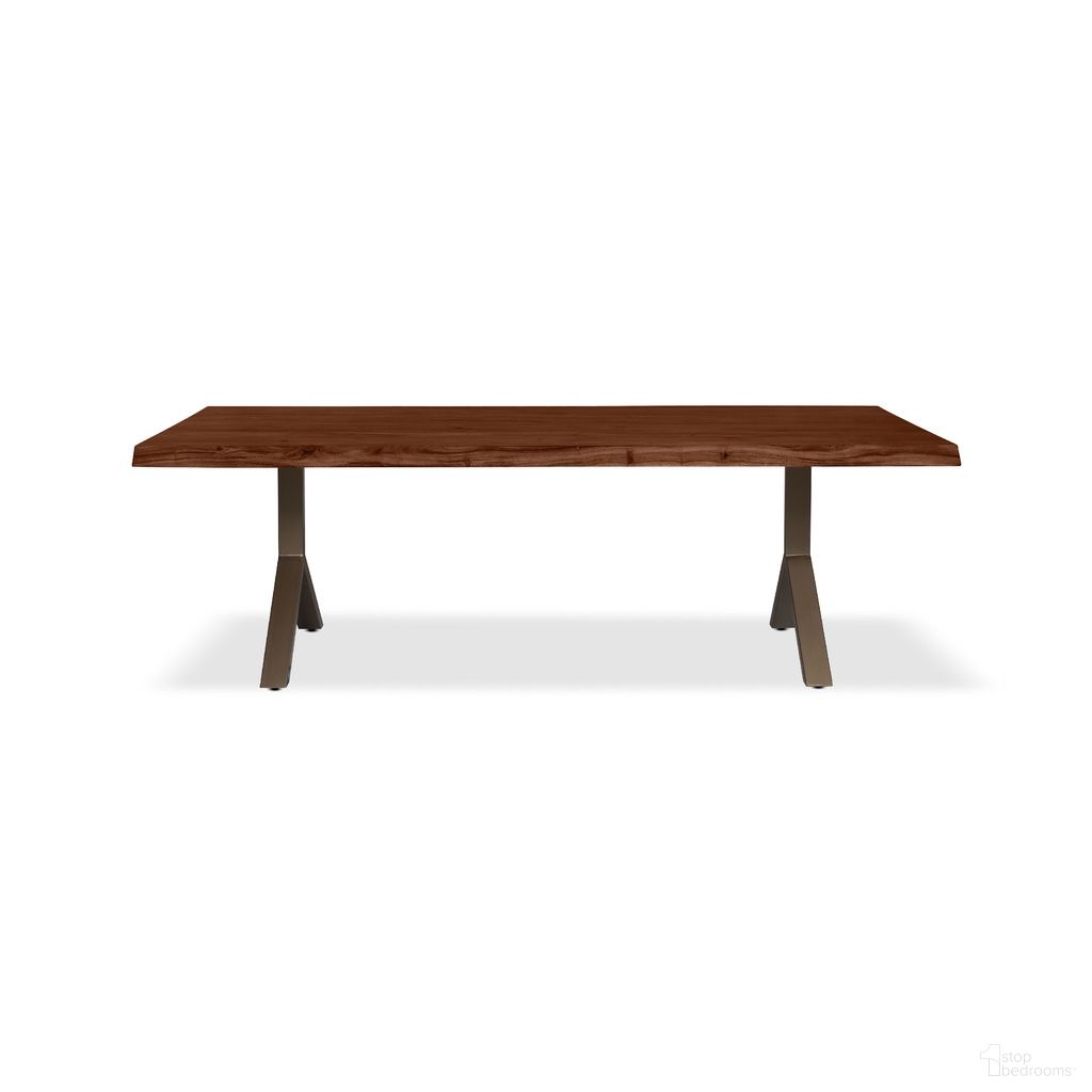 Brooks 116 Inch Y Base Dining Table In Americano and Brass