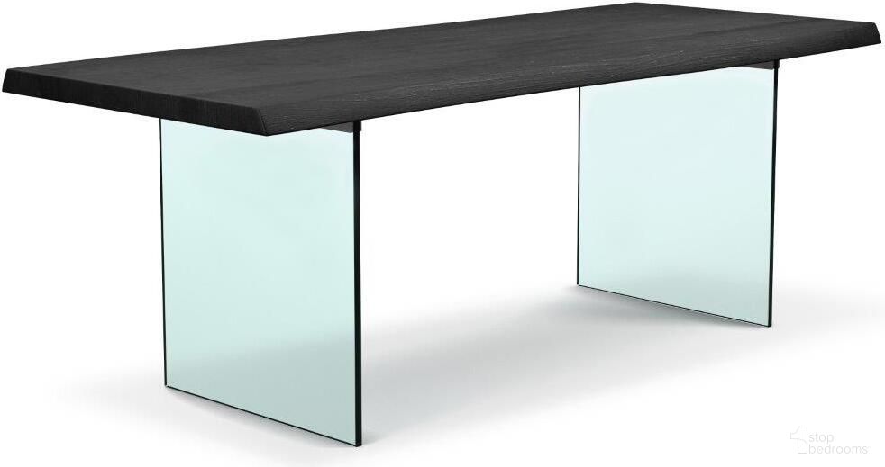 Brooks 40 x 116 Inch Dining Table In Ebonized Top And Clear Glass Base