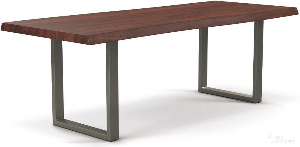 Brooks 40 x 116 Inch U Base Dining Table In Americano Top And Pewter Base