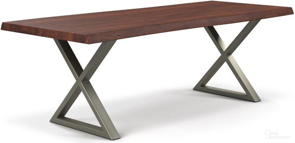 Brooks 40 x 116 Inch "X" Base Dining Table In Americano Top And Pewter Base