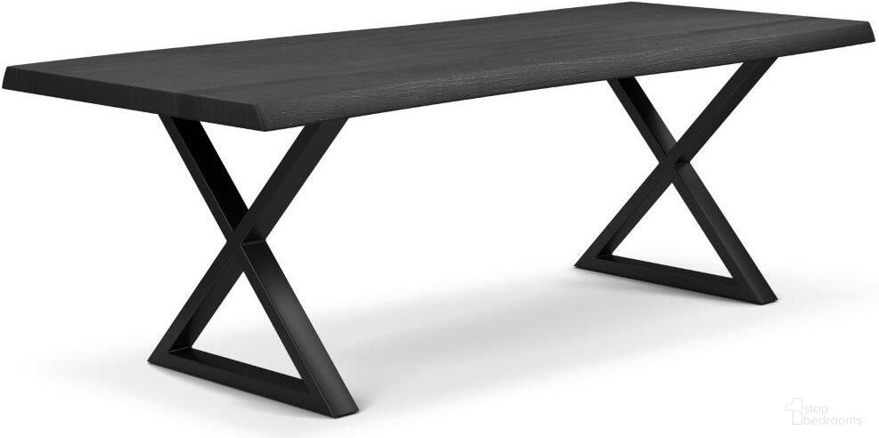 The appearance of Brooks 40 x 116 Inch "X" Base Dining Table In Ebonized Top And Black Base designed by Urbia in the modern / contemporary interior design. This black piece of furniture  was selected by 1StopBedrooms from Brooks Collection to add a touch of cosiness and style into your home. Sku: IL-BRO-DT-116BK-0402. Table Base Style: Double Pedestal. Table Top Shape: Rectangular. Size: 40" x 116". Material: Acacia Wood.