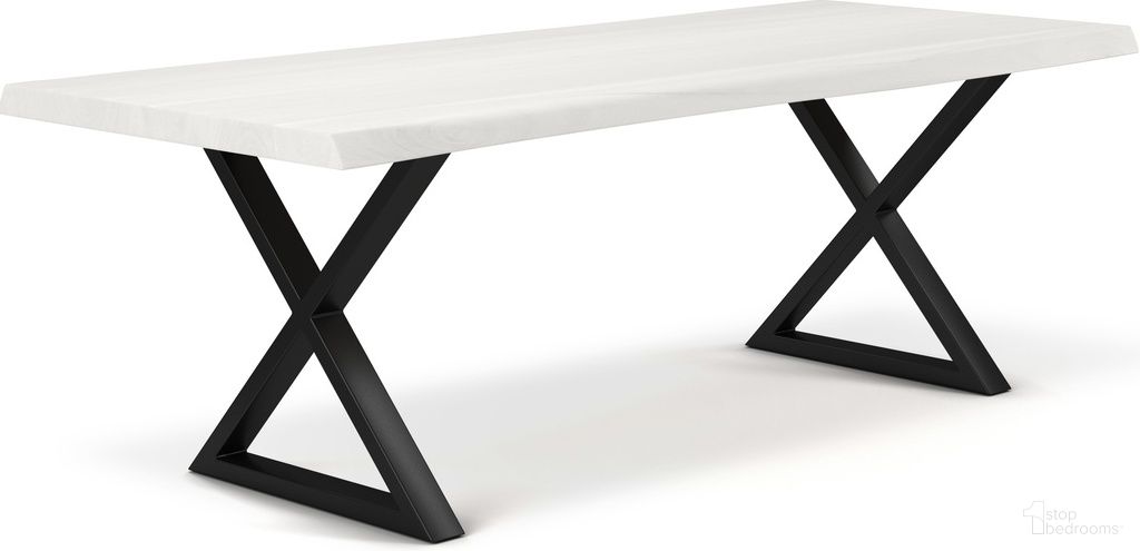 Brooks 40 x 116 Inch "X" Base Dining Table In White Wash Top And Black Base