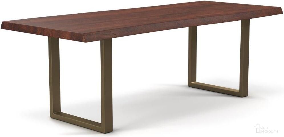 Brooks 40 x 79 Inch U Base Dining Table In Americano Top And Brass Base