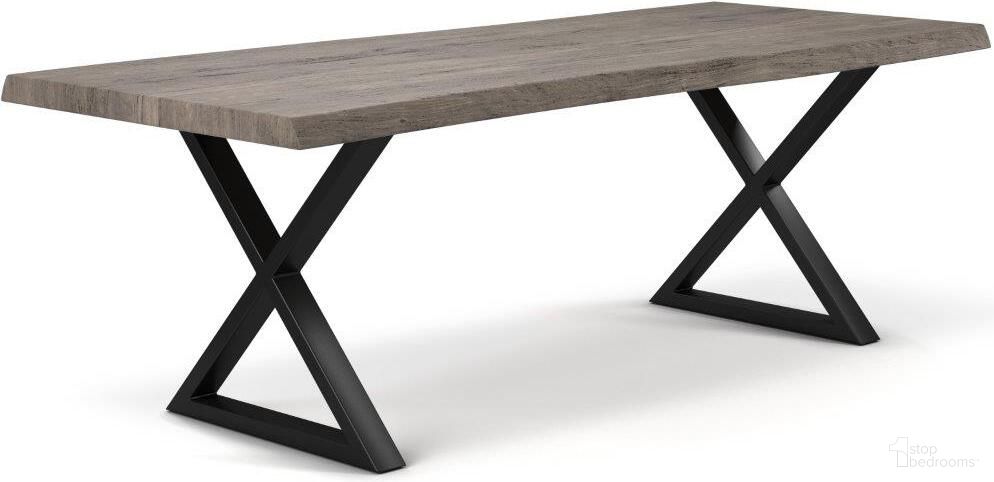 Brooks 40 x 79 Inch "X" Base Dining Table In Sandblasted Grey Top And Black Base