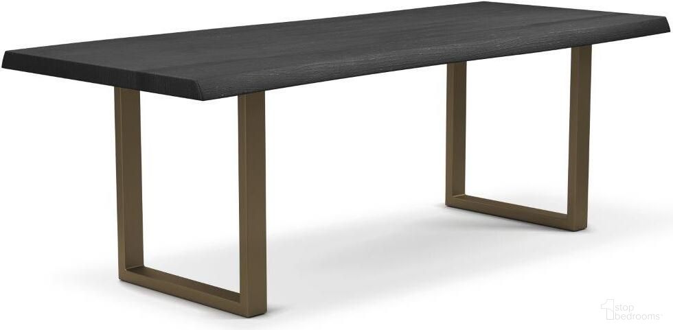 Brooks 40 x 92 Inch U Base Dining Table In Ebonized Top And Brass Base