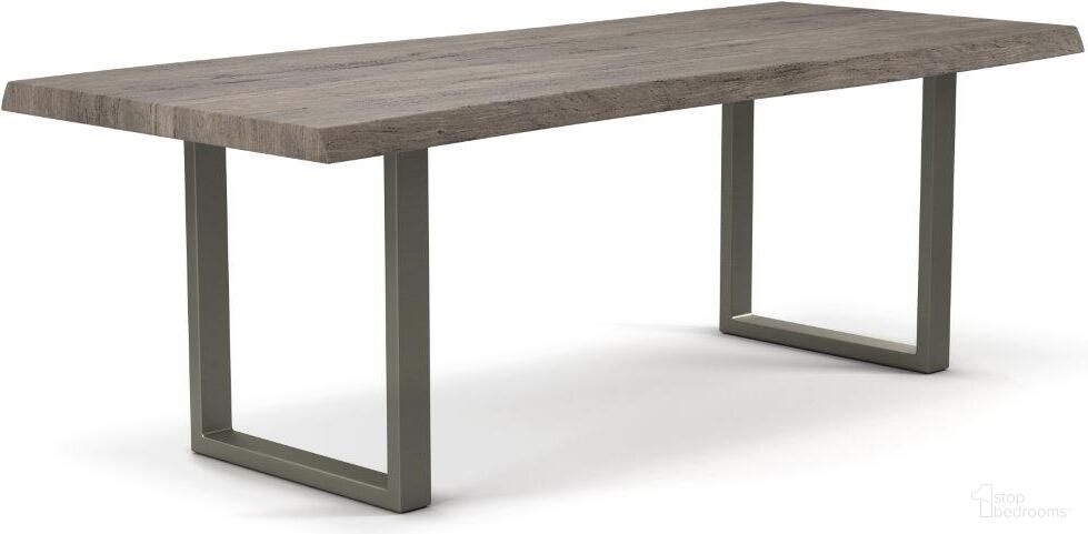 Brooks 40 x 92 Inch U Base Dining Table In Sandblasted Grey Top And Pewter Base