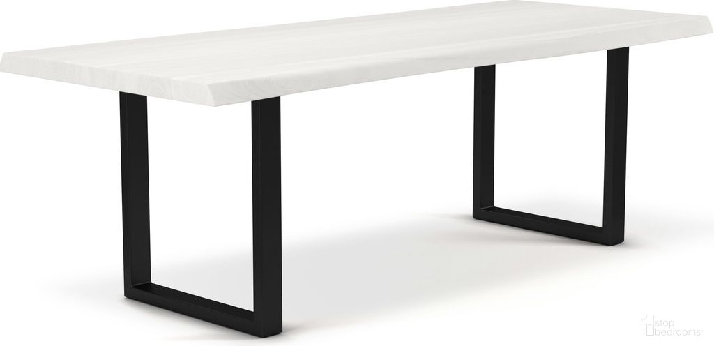 The appearance of Brooks 40 x 92 Inch U Base Dining Table In White Wash Top And Black Base designed by Urbia in the modern / contemporary interior design. This white wash piece of furniture  was selected by 1StopBedrooms from Brooks Collection to add a touch of cosiness and style into your home. Sku: IL-BRO-DT-092WW-0302. Table Base Style: Double Pedestal. Table Top Shape: Rectangular. Size: 40" x 92". Material: Acacia Wood.
