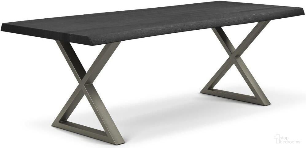 Brooks 40 x 92 Inch "X" Base Dining Table In Ebonized Top And Pewter Base