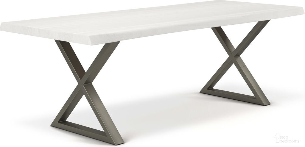 The appearance of Brooks 40 x 92 Inch "X" Base Dining Table In White Wash Top And Pewter Base designed by Urbia in the modern / contemporary interior design. This white wash piece of furniture  was selected by 1StopBedrooms from Brooks Collection to add a touch of cosiness and style into your home. Sku: IL-BRO-DT-092WW-0404. Table Base Style: Double Pedestal. Table Top Shape: Rectangular. Size: 40" x 92". Material: Acacia Wood.