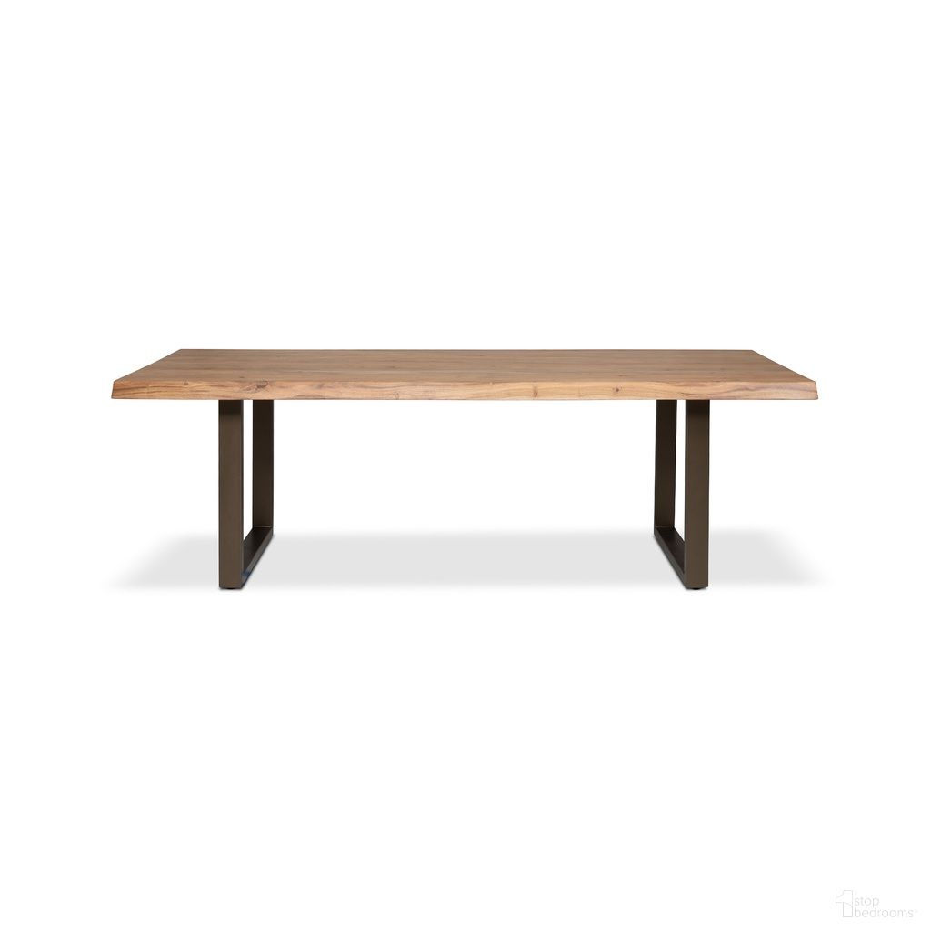 The appearance of Brooks 79 Inch U Base Dining Table In Teak and Brass designed by Urbia in the modern / contemporary interior design. This teak/brass piece of furniture  was selected by 1StopBedrooms from Brooks Collection to add a touch of cosiness and style into your home. Sku: IL-BRO-DT-079TK-0303. Table Base Style: Double Pedestal. Table Top Shape: Rectangular. Size: 40" x 79". Material: Acacia Wood.