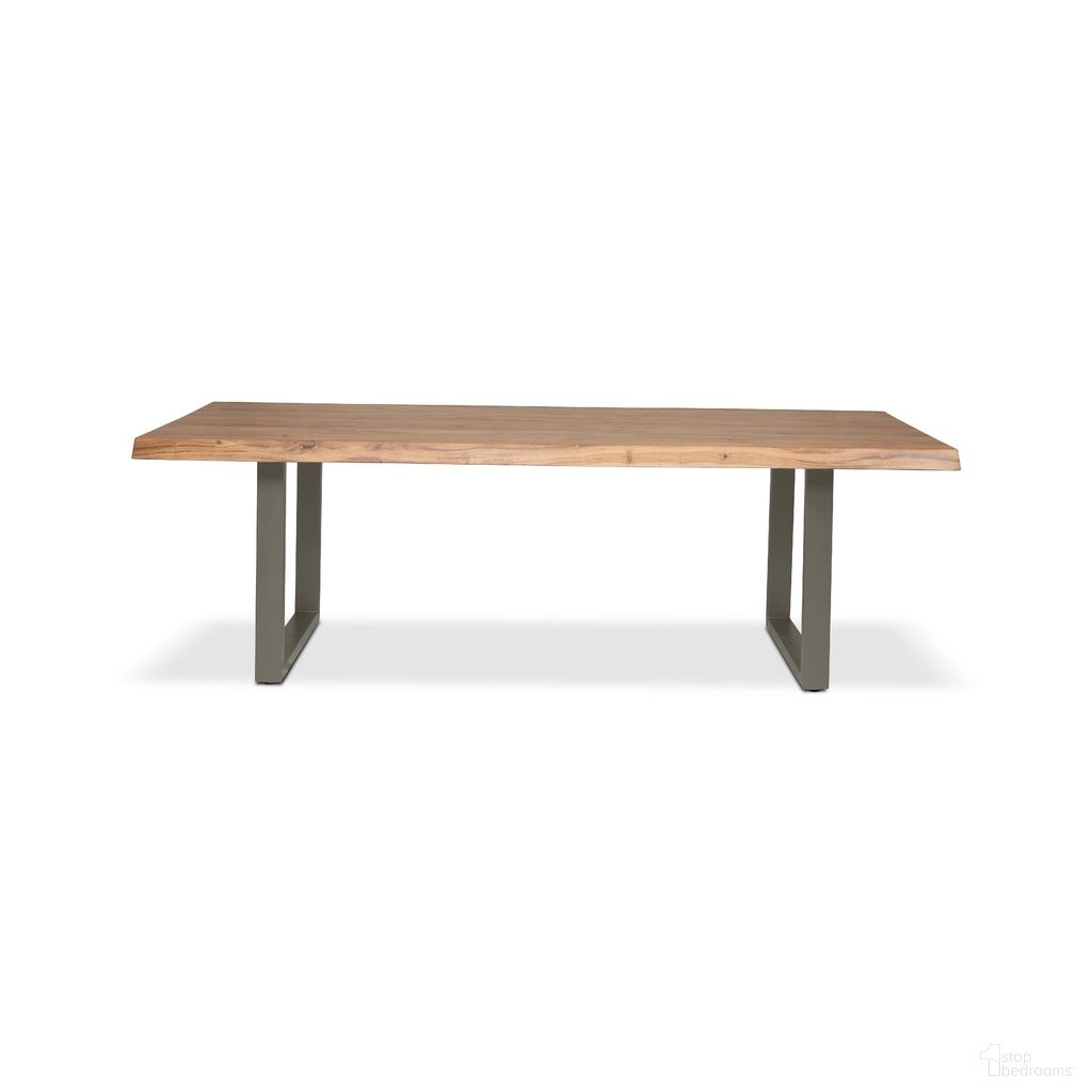 Brooks 79 Inch U Base Dining Table In Teak and Pewter