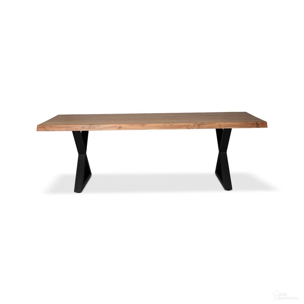 Brooks 79 Inch x Base Dining Table In Black and Teak