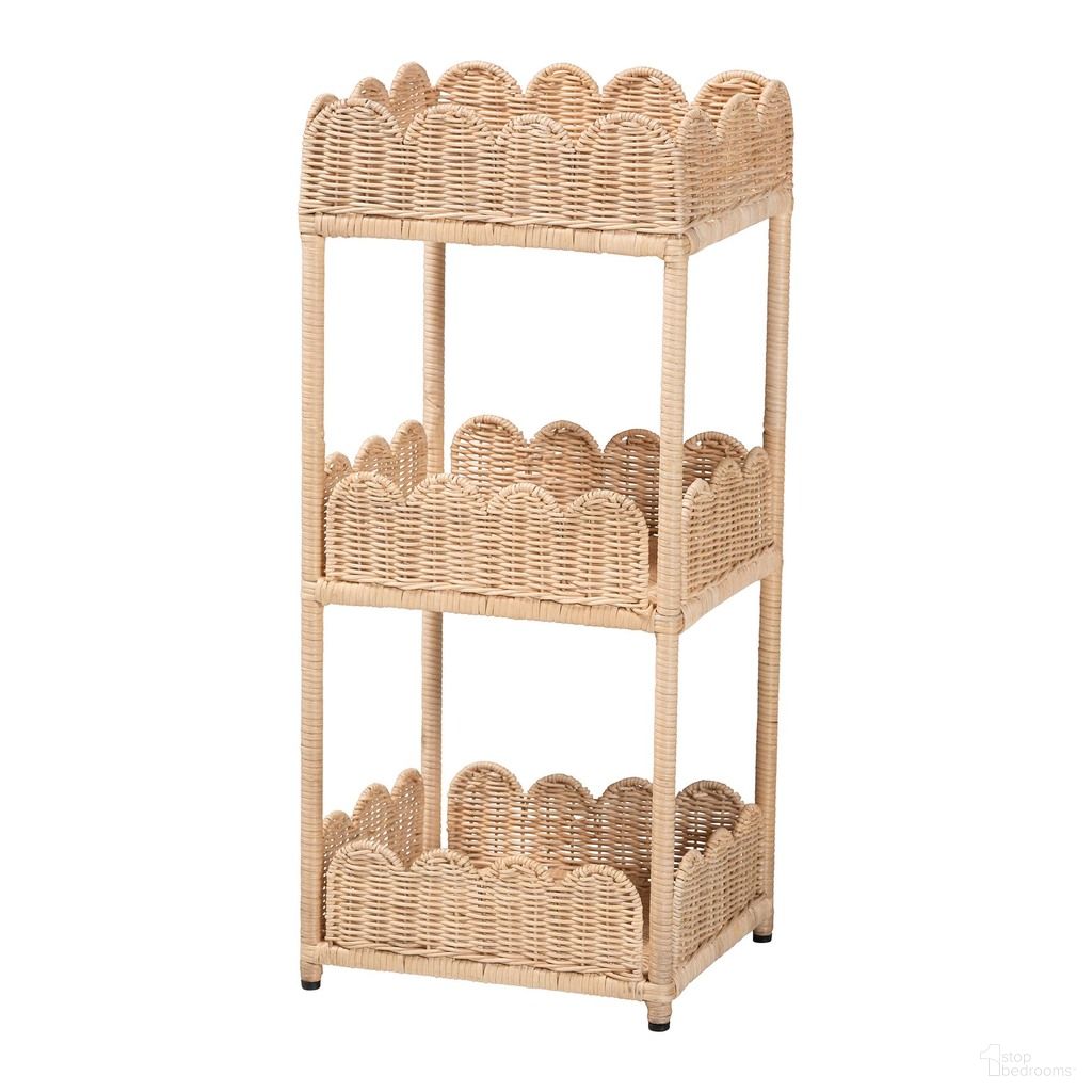 Brooks Handwoven Rattan 3-Tier Storage Shelf In Natural Brown