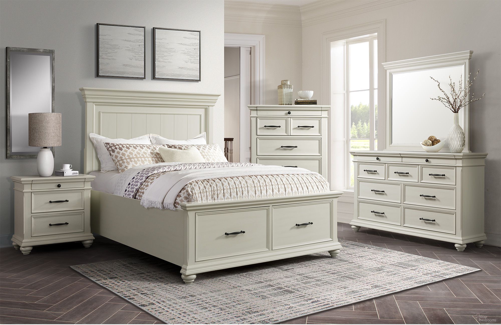 Brooks White Platform Storage Bedroom Set