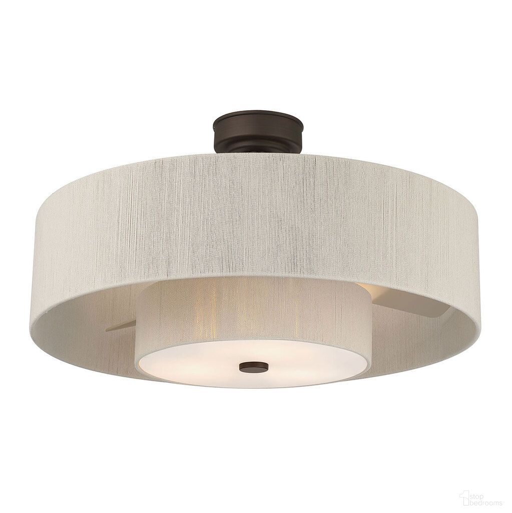Brookside 30 Inch Ceiling Fan with LED Light Kit and Handheld Remote In Matte Bronze and Cream
