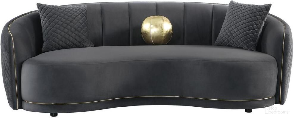 The appearance of Brookside Velvet Upholstered Curved Sofa In Dark Grey designed by Coaster in the modern / contemporary interior design. This dark grey piece of furniture was selected by 1StopBedrooms from Brookside Collection to add a touch of cosiness and style into your home. Sku: 504844. Material: Upholstered.