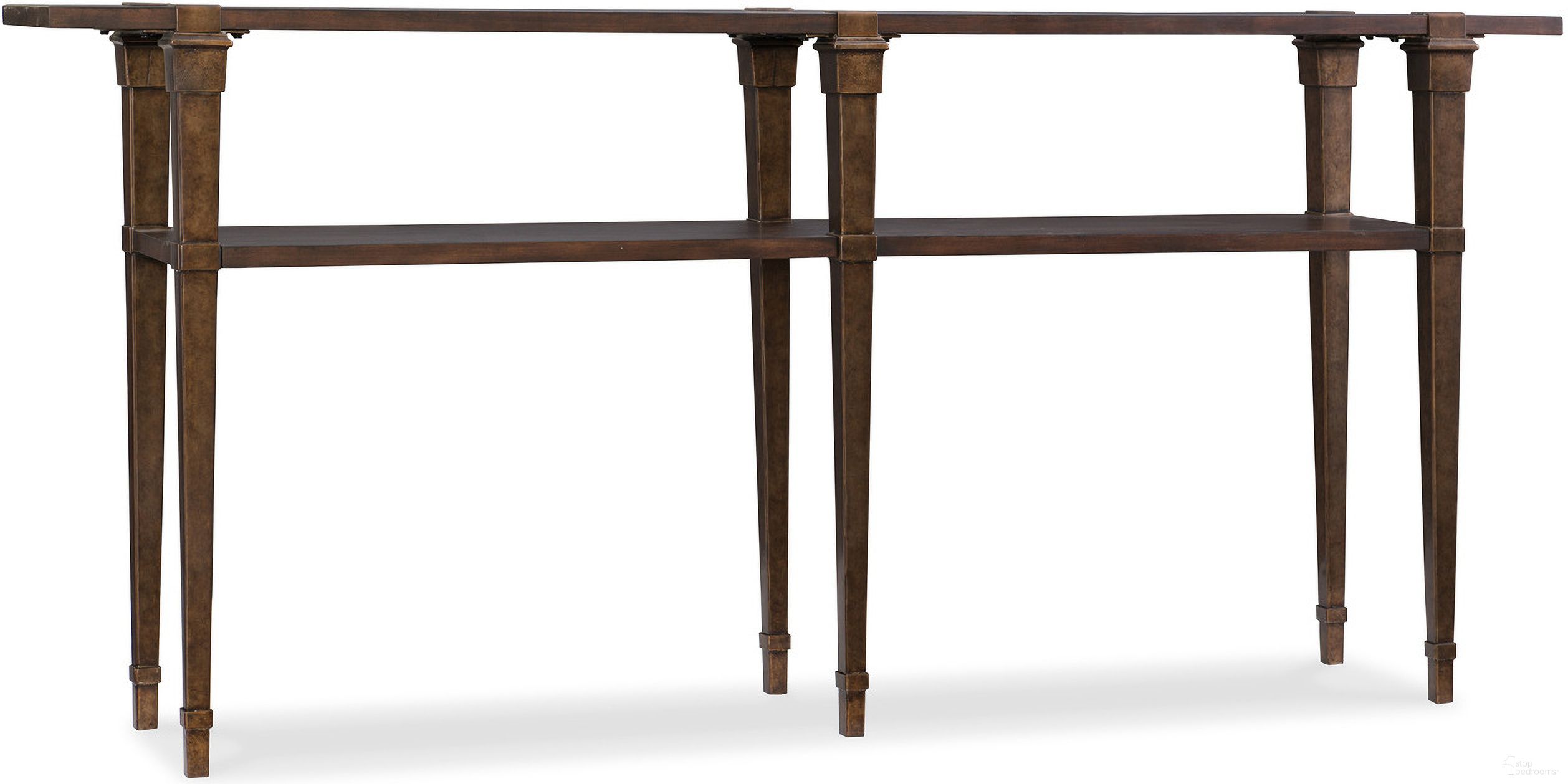 The appearance of Commerce and Market Dark Wood Skinny Console Table designed by Hooker in the transitional interior design. This dark wood piece of furniture  was selected by 1StopBedrooms from Commerce and Market Collection to add a touch of cosiness and style into your home. Sku: 5589-85001-DKW. Material: Acacia.