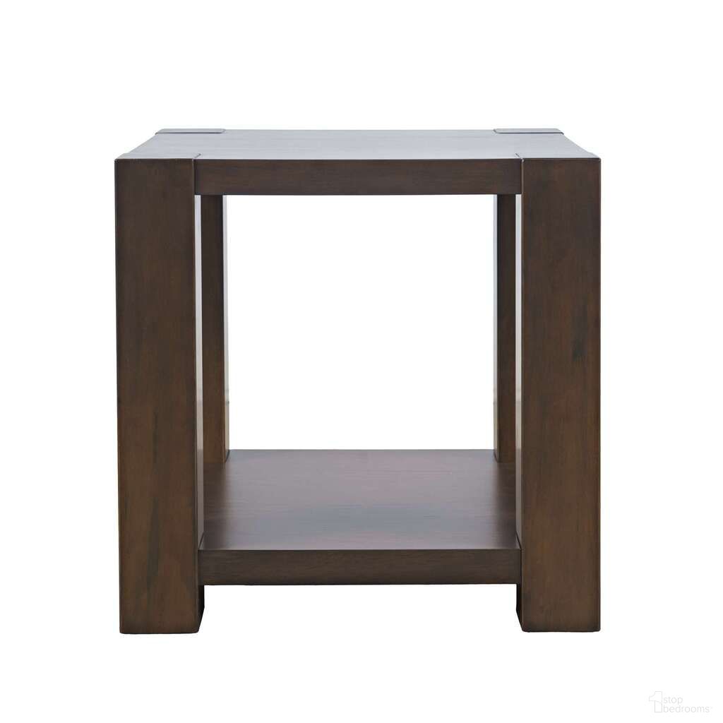 The appearance of Brownstone 24 Inch Block-Frame Square End Table with Storage In Chocolate Brown designed by Jofran in the transitional interior design. This chocolate brown piece of furniture  was selected by 1StopBedrooms from Brownstone Collection to add a touch of cosiness and style into your home. Sku: 2518-3. Material: Pine.