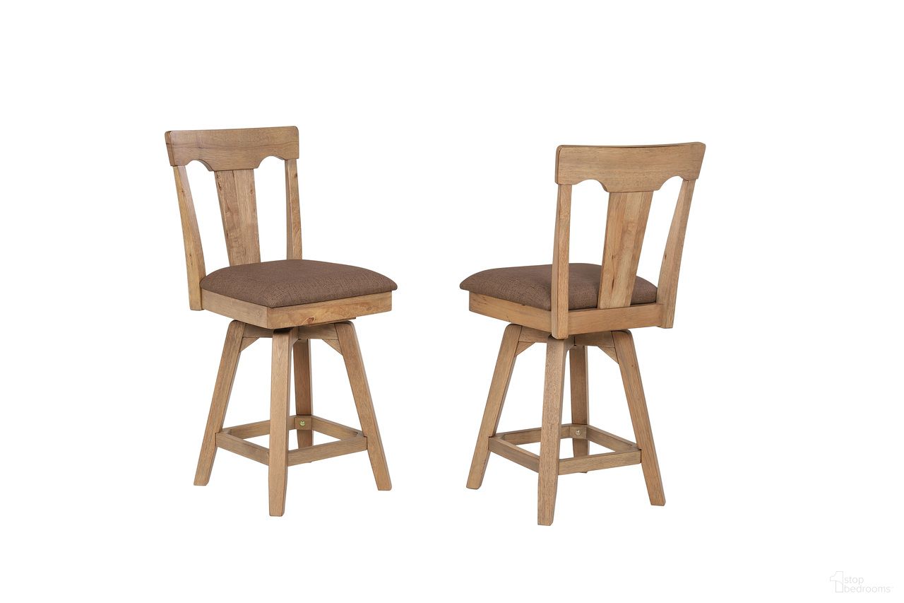 Brownstone 24 Inch Seat Height Panel Back Swivel Counter Stool with Upholstered Seat In Warm Brown
