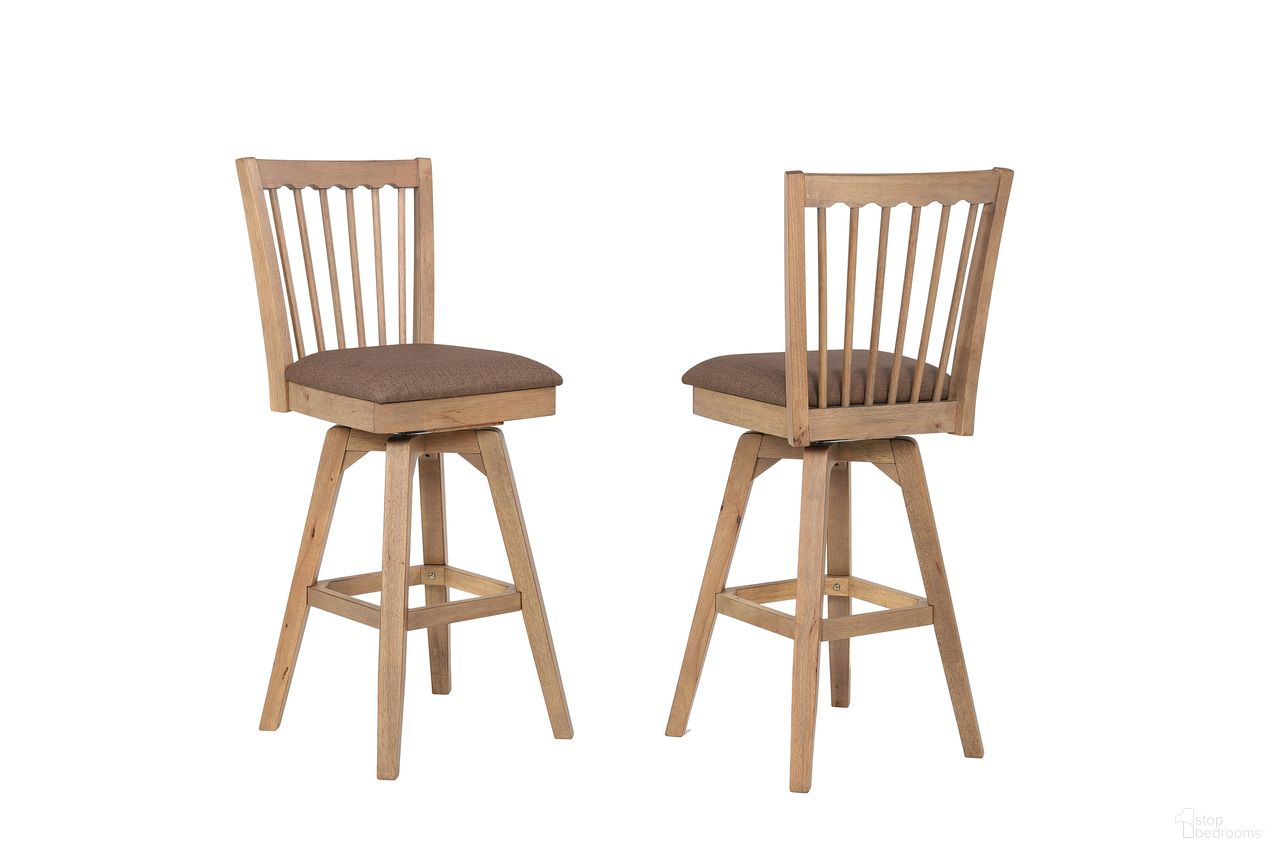 The appearance of Brownstone 30 Inch Seat Height Panel Back Swivel Barstool with Upholstered Seat In Warm Brown designed by ECI in the modern / contemporary interior design. This warm brown piece of furniture was selected by 1StopBedrooms from Brownstone Collection to add a touch of cosiness and style into your home. Sku: S0600-77-BS1. Material: Hardwood.