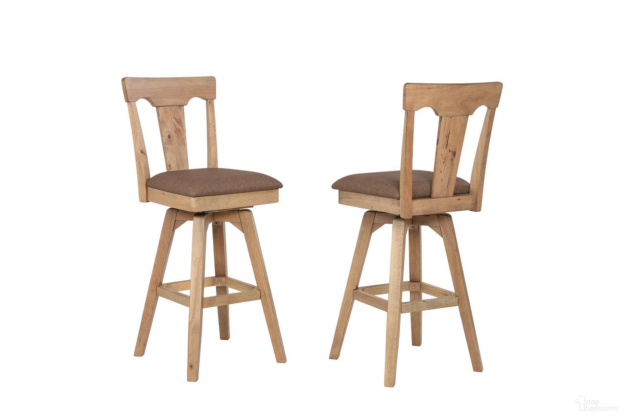 The appearance of Brownstone 30 Inch Seat Height Spindle Back Swivel Barstool with Upholstered Seat In Warm Brown designed by ECI in the modern / contemporary interior design. This warm brown piece of furniture was selected by 1StopBedrooms from Brownstone Collection to add a touch of cosiness and style into your home. Sku: S0600-77-BS2. Material: Hardwood.