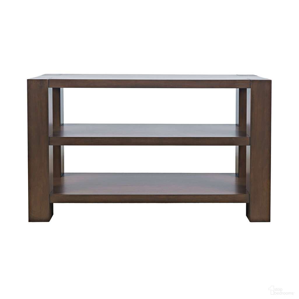 The appearance of Brownstone 50 Inch Block-Frame Sofa Console Table with Shelves In Chocolate Brown designed by Jofran in the transitional interior design. This chocolate brown piece of furniture was selected by 1StopBedrooms from Brownstone Collection to add a touch of cosiness and style into your home. Sku: 2518-4. Material: Pine.