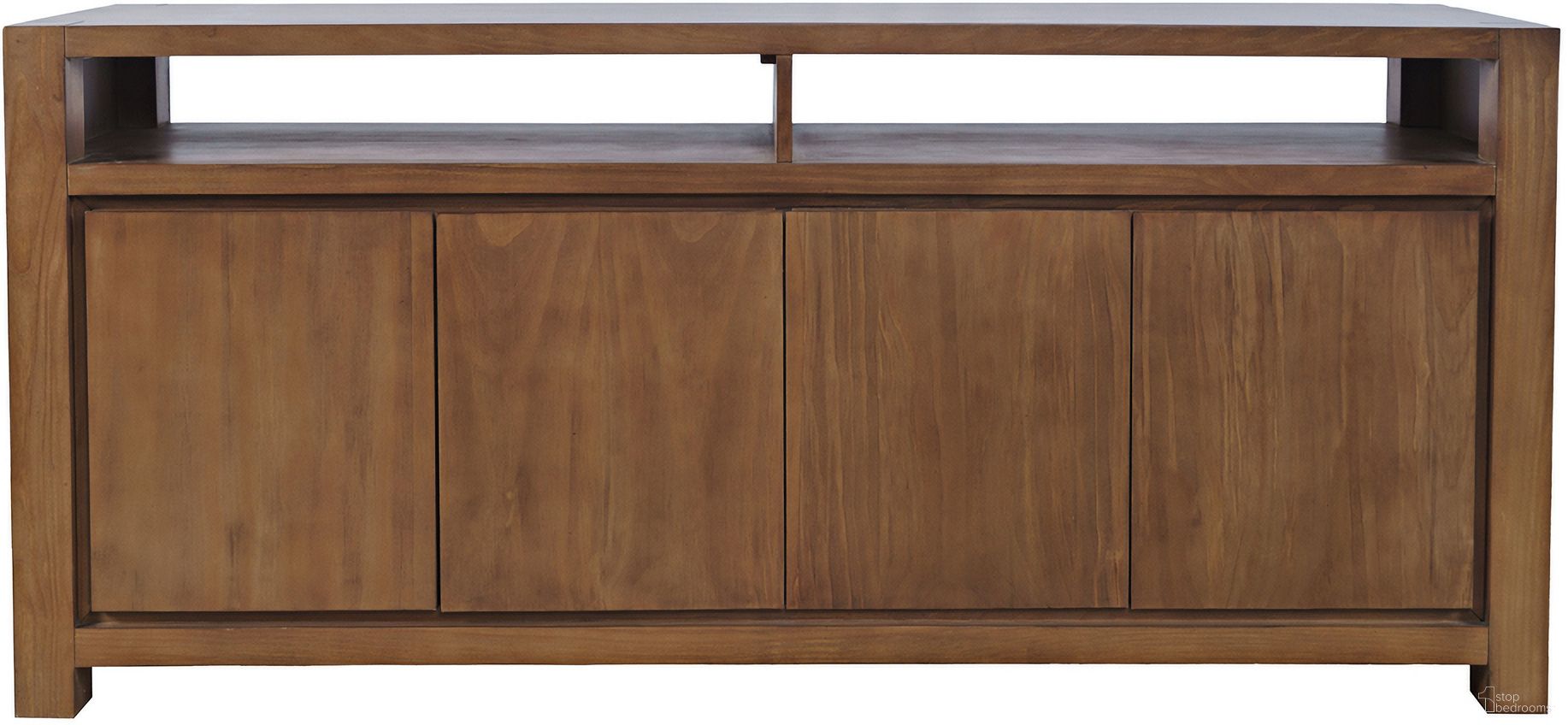 The appearance of Brownstone 70 Inch Media Console TV Stand with Four-Door Cabinet Storage In Suede and Brown designed by Jofran in the modern / contemporary interior design. This suede/brown piece of furniture was selected by 1StopBedrooms from Brownstone Collection to add a touch of cosiness and style into your home. Sku: 2516-70. Material: Pine.