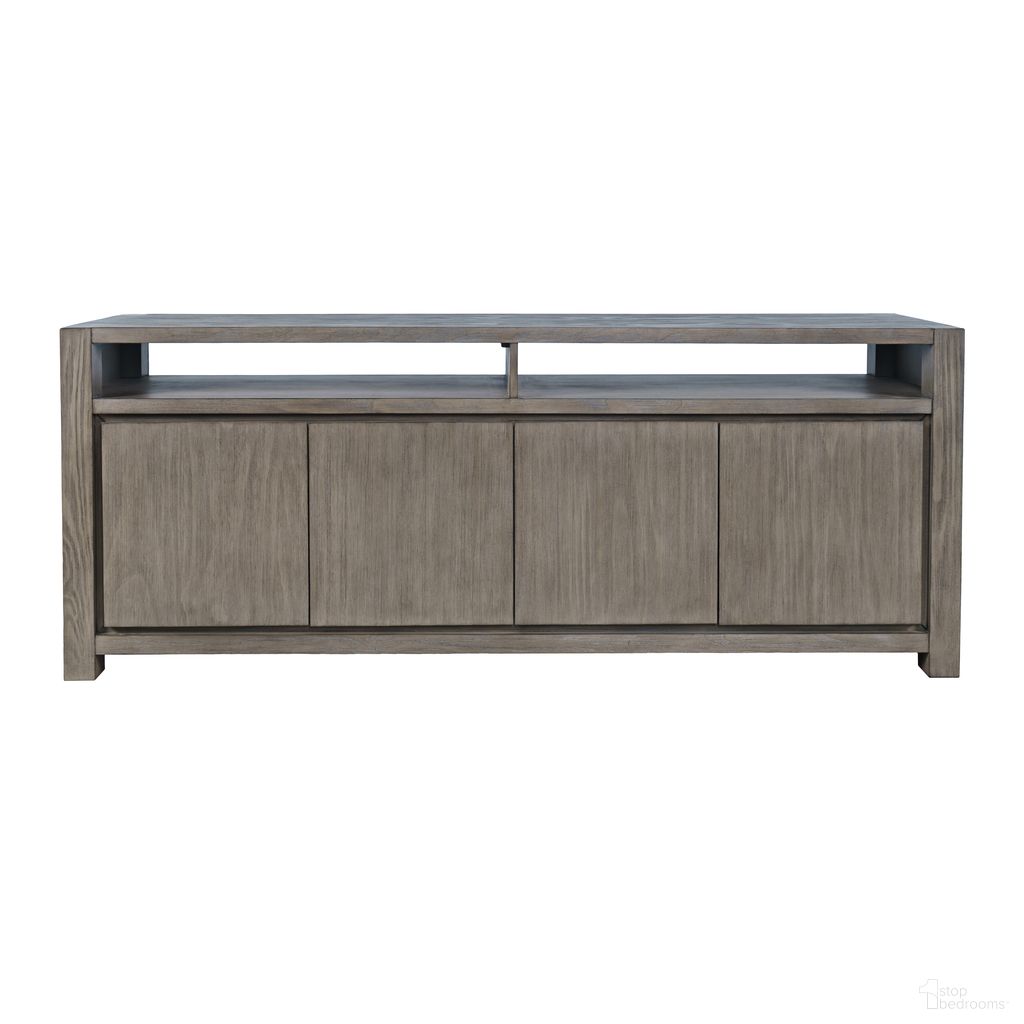 Brownstone 80 Inch Media Console TV Stand with Four-Door Cabinet Storage In Slate and Gray