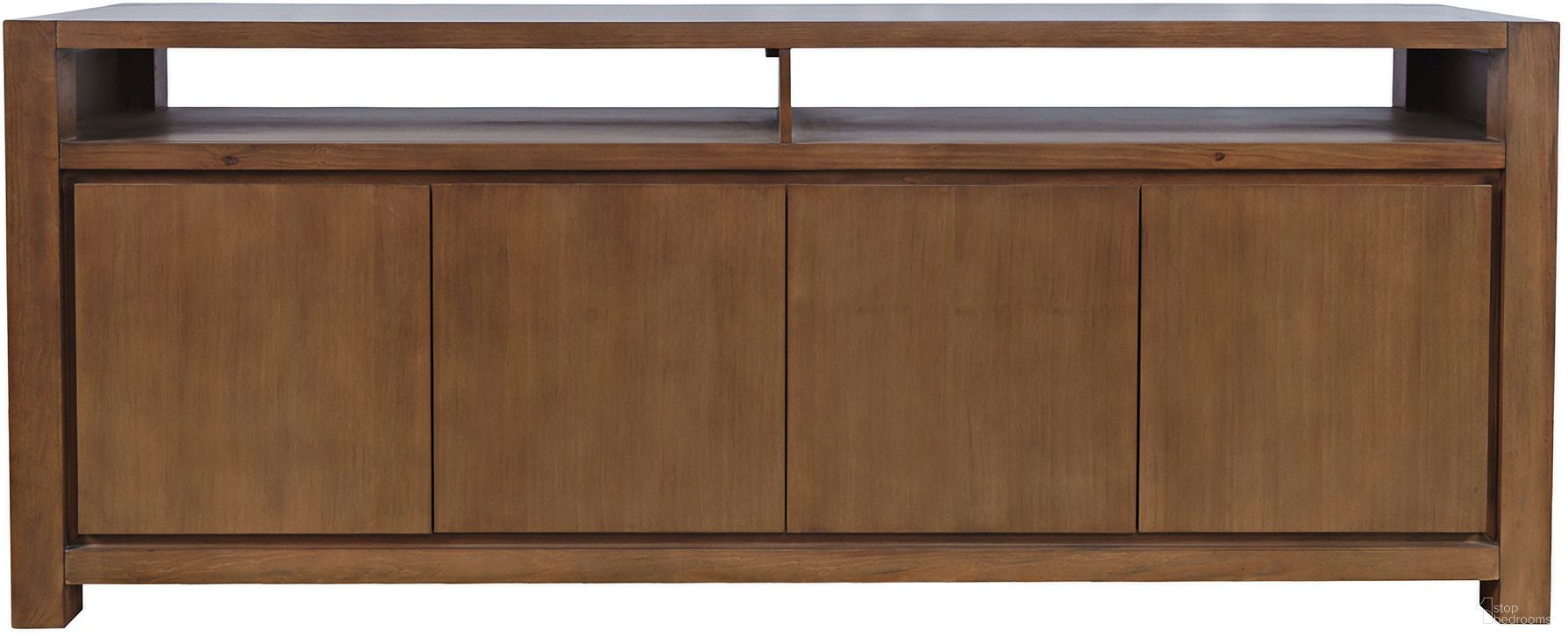 The appearance of Brownstone 80 Inch Media Console TV Stand with Four-Door Cabinet Storage In Suede and Brown designed by Jofran in the modern / contemporary interior design. This suede/brown piece of furniture was selected by 1StopBedrooms from Brownstone Collection to add a touch of cosiness and style into your home. Sku: 2516-80. Material: Pine.