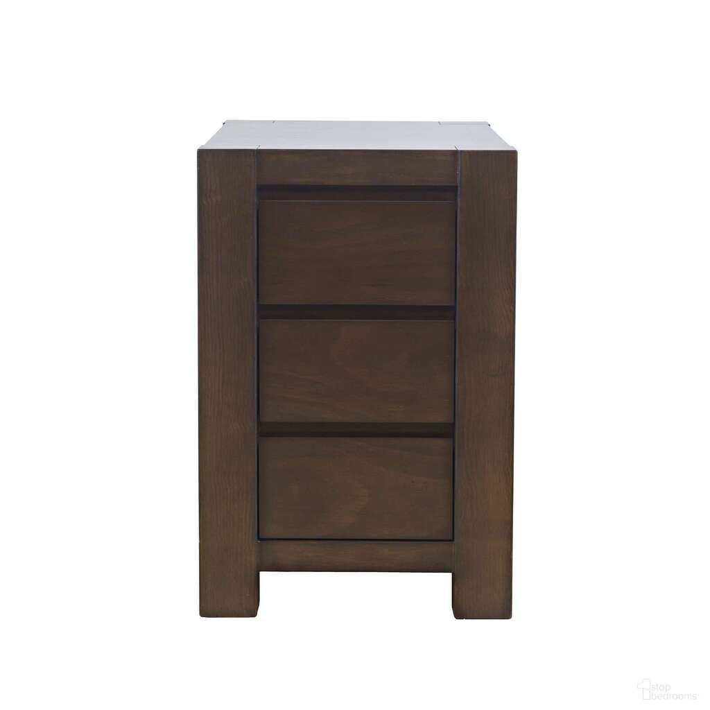 The appearance of Brownstone Block-Frame Chairside End Table with Storage Drawers In Chocolate Brown designed by Jofran in the transitional interior design. This chocolate brown piece of furniture  was selected by 1StopBedrooms from Brownstone Collection to add a touch of cosiness and style into your home. Sku: 2518-7. Material: Pine.