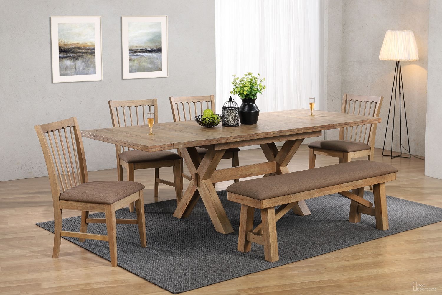 Brownstone Trestle Dining Room Set In Warm Brown