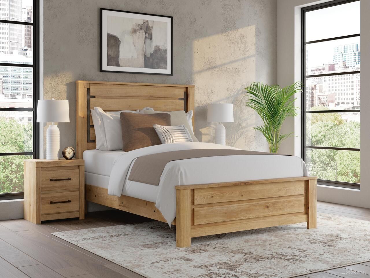 Brozmont Panel Platform Bedroom Set In Tan